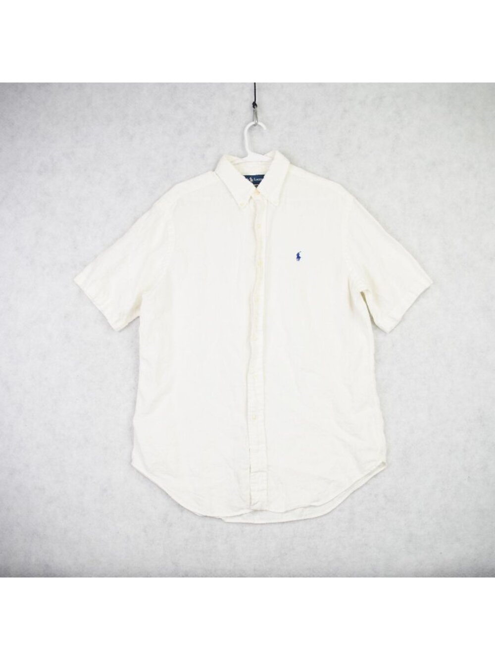 Vintage Ralph Lauren Mens 100% Linen Short Sleeve Button Down Shirt Size M White